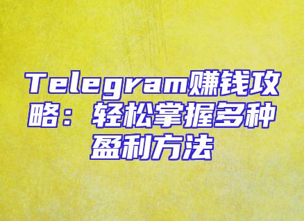 Telegram赚钱攻略：轻松掌握多种盈利方法