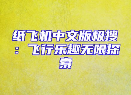 纸飞机中文版极搜：飞行乐趣无限探索