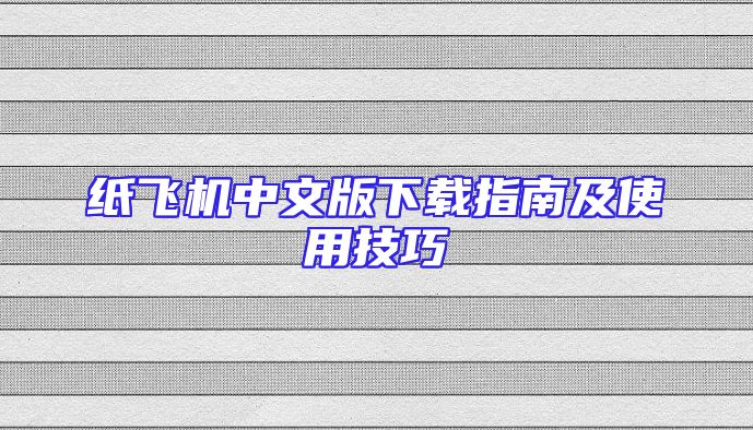纸飞机中文版下载指南及使用技巧