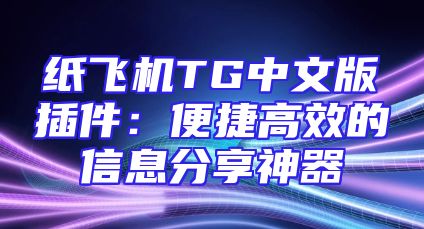 纸飞机TG中文版插件：便捷高效的信息分享神器
