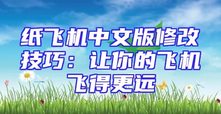 纸飞机中文版修改技巧：让你的飞机飞得更远