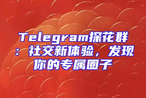 Telegram探花群：社交新体验，发现你的专属圈子