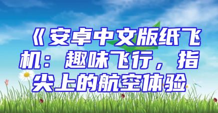 《安卓中文版纸飞机：趣味飞行，指尖上的航空体验