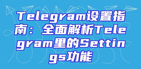 Telegram设置指南：全面解析Telegram里的Settings功能