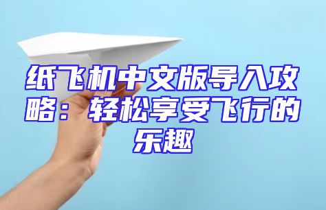 纸飞机中文版导入攻略：轻松享受飞行的乐趣