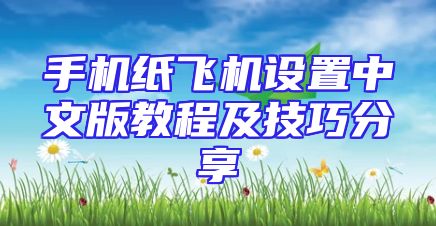 手机纸飞机设置中文版教程及技巧分享