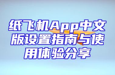 纸飞机App中文版设置指南与使用体验分享