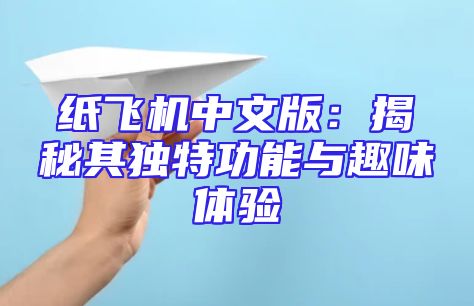 纸飞机中文版：揭秘其独特功能与趣味体验