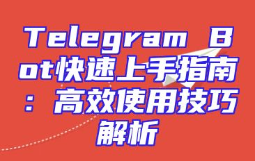 Telegram Bot快速上手指南：高效使用技巧解析