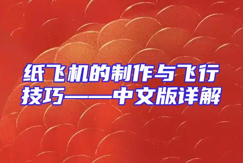纸飞机的制作与飞行技巧——中文版详解