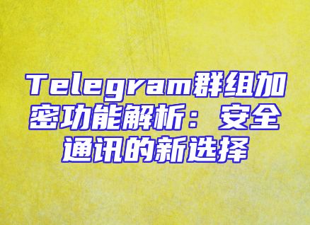 Telegram群组加密功能解析：安全通讯的新选择