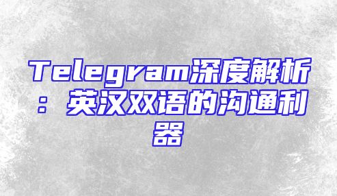 Telegram深度解析：英汉双语的沟通利器