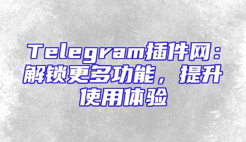 Telegram插件网：解锁更多功能，提升使用体验