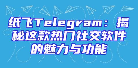 纸飞Telegram：揭秘这款热门社交软件的魅力与功能