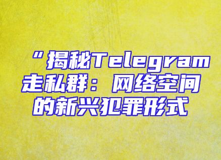 “揭秘Telegram走私群：网络空间的新兴犯罪形式