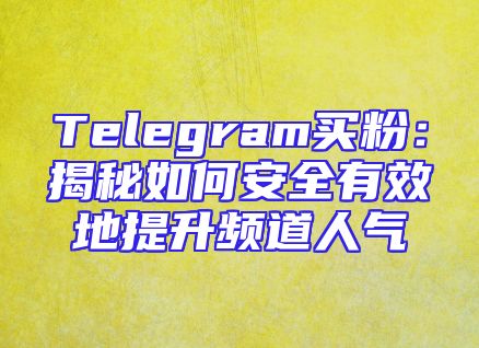 Telegram买粉：揭秘如何安全有效地提升频道人气