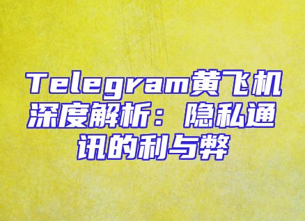 Telegram黄飞机深度解析：隐私通讯的利与弊