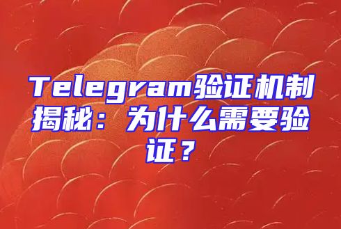 Telegram验证机制揭秘：为什么需要验证？