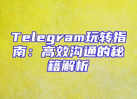 Telegram玩转指南：高效沟通的秘籍解析