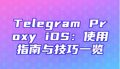 Telegram Proxy iOS：使用指南与技巧一览