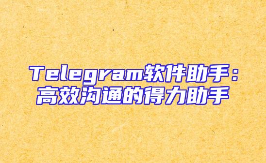 Telegram软件助手：高效沟通的得力助手