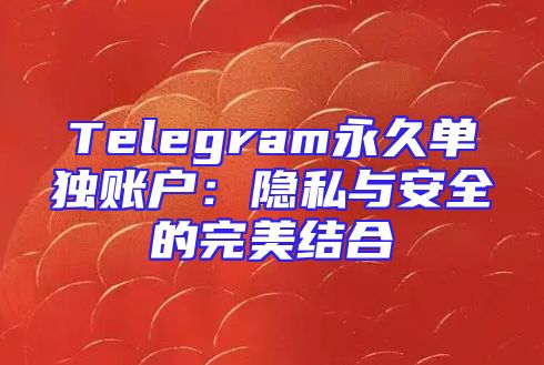Telegram永久单独账户：隐私与安全的完美结合