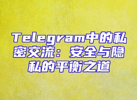 Telegram中的私密交流：安全与隐私的平衡之道
