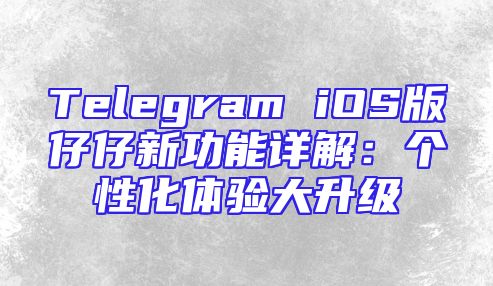 Telegram iOS版仔仔新功能详解：个性化体验大升级