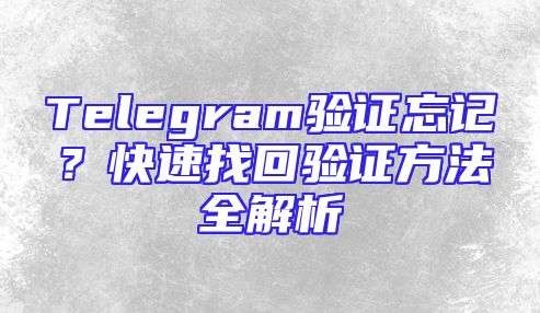 Telegram验证忘记？快速找回验证方法全解析