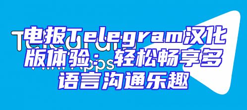 电报Telegram汉化版体验：轻松畅享多语言沟通乐趣