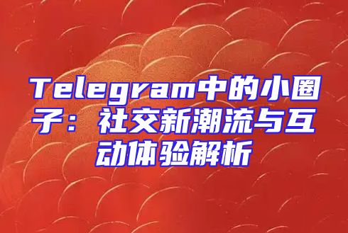 Telegram中的小圈子：社交新潮流与互动体验解析
