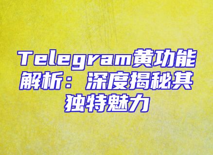 Telegram黄功能解析：深度揭秘其独特魅力
