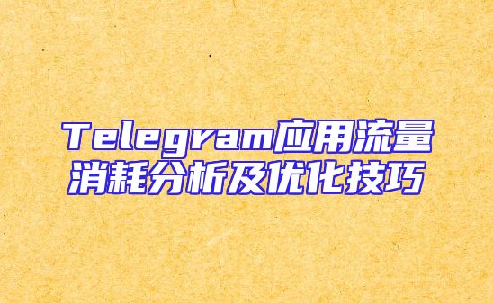 Telegram应用流量消耗分析及优化技巧