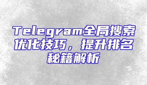 Telegram全局搜索优化技巧，提升排名秘籍解析
