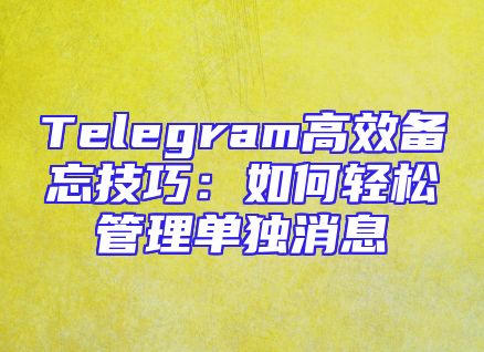 Telegram高效备忘技巧：如何轻松管理单独消息