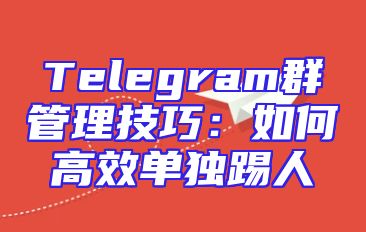 Telegram群管理技巧：如何高效单独踢人