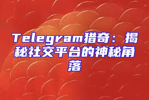 Telegram猎奇：揭秘社交平台的神秘角落