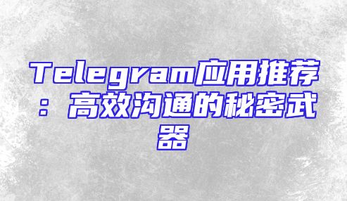 Telegram应用推荐：高效沟通的秘密武器