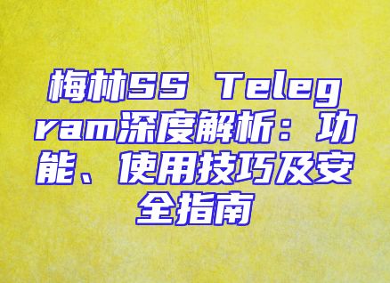 梅林SS Telegram深度解析：功能、使用技巧及安全指南