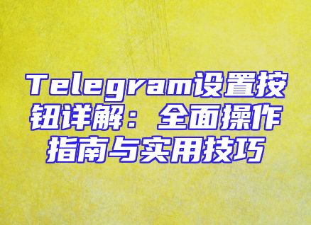 Telegram设置按钮详解：全面操作指南与实用技巧