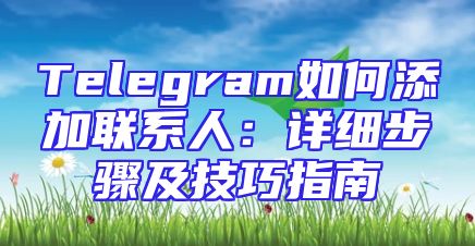 Telegram如何添加联系人：详细步骤及技巧指南